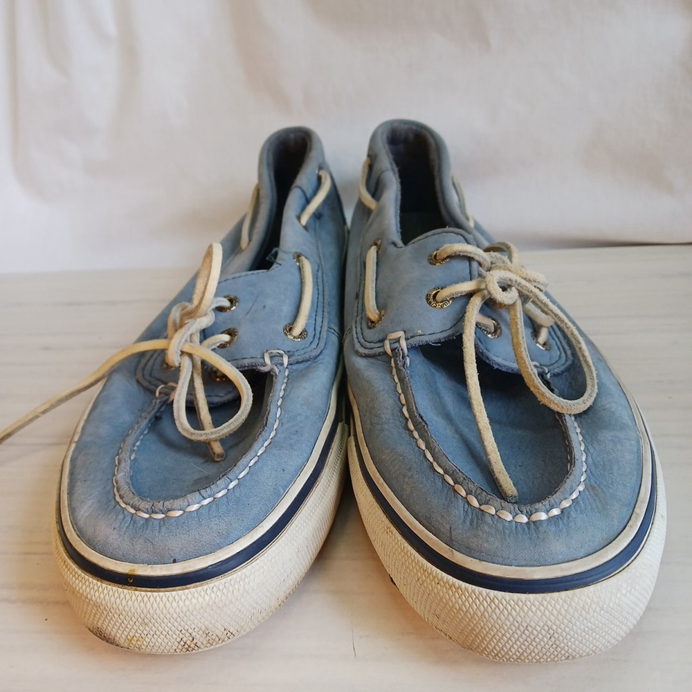 Sperry Topsider Mens 11M Baby Blue Suede Leather Boat Shoe Beach Sailing
